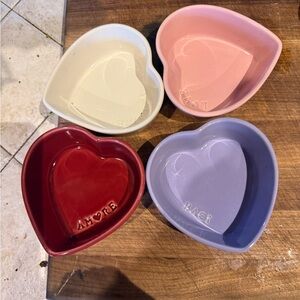Williams Sonoma Heart-Shaped Dish Set - Red, Pink, Cream, Purple